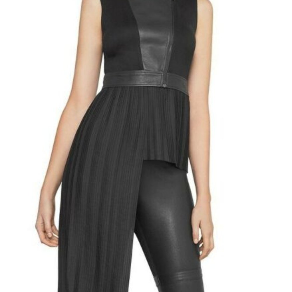 BCBGMAXAZRIA Faux-Leather Pleated NWT$198